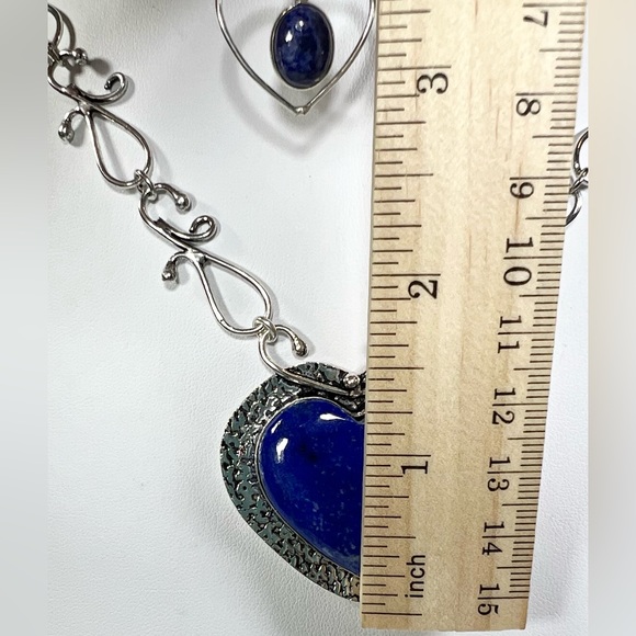 Lapis 925 💙 Heart Gemstone Necklace ONLY - Picture 5 of 8